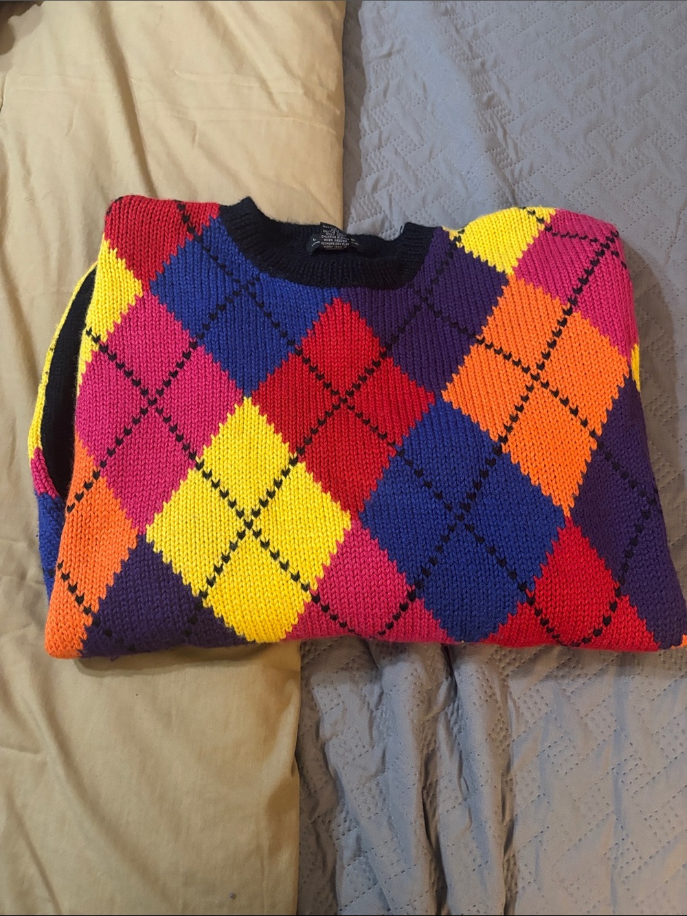 Vintage Multicolor Argyle Crewneck Sweater